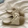 Meias Pantufas Birkenstock Estilo Slip-On Preguiçosas para Mulheres, Novo Verão/Primavera 2026 Sapatos Fechados Fofos com Laço para Mulheres