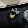 Anillo de Plata de Ley S925 Mariposa Hueca Circonita para Mujer Abierto Ajustable Nicho Pequeño Exquisito Lujo Ligero Versátil Anillo para Dedo Índice Nueva Joyería de Mano