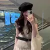 Impresionante y Versátil Conjunto de Verano Estilo Coreano, Muy Atractivo, Tejido Fino y Adelgazante con Top de Manga Corta y Falda de Línea A
