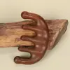 Pente Massageador de Cinco Dedos de Sândalo Dourado, Pente para Meridianos da Cabeça, Pente de Sândalo Multifuncional para Corpo com Pontos de Acupuntura Gua Sha