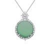Collar con colgante de plata de ley S925 con calcedonia esmeralda, redondo, sin tarjeta, ideal como regalo para el Día de la Madre.