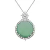 Collar de Plata de Ley 925 Calcedonia Verde "No Importa" para Mujer con Incrustaciones Redondas de Calcedonia Espejo Protector del Corazón Collar con Colgante Redondo de Ágata