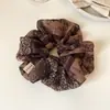Elástico de pelo scrunchie negro vintage con estampado elegante y sofisticado para mujer, nuevo estilo para recoger el pelo en un moño, accesorio grande para sujetar el cabello