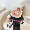 Mochila de Cuadros con Adorno de Encaje 2026 Nueva para Mujer, Mini Mochila Dulce y Elegante Estilo Coreano, Bolso Versátil para el Día a Día