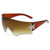 2024 Nuevas Gafas de Sol Aviador de Una Pieza con Estrella de Cinco Puntas sin Montura Gafas de Sol Europeas y Americanas Y2K Millennium Spice
