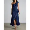 Sitio Independiente de Amazon Comercio Exterior Ropa para Mujer Estilo Nuevo Europeo y Americano Cruzado Vestido Elegante Irregular con Volantes Plisados