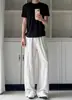 Estilo perezoso verano casual pantalones de pierna ancha hombres de moda versátiles elegantes sueltos con caída cintura elástica a rayas pierna recta largos
