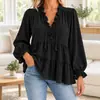 Annuo Desarrollo Propio 2026 Ropa Femenina Europea y Americana Estación Independiente de Amazon Moda Casual Top de Manga Larga con Cuello en V y Volantes con Cordón