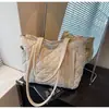 Bolsa de Hombro Acolchada de Algodón Casual para Mujer 2025 Invierno Nueva Gran Capacidad Casual Ropa de Trabajo Estudiante Clase Bolsa de Hombro