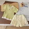 Conjunto de Verano para Niñas, Nuevo Elegante Conjunto de Manga Corta Estilo Urbano para Niños, Moderno Conjunto de Dos Piezas para Bebés y Niños Pequeños