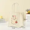 Bolsa de Lona Cartoon Halloween Espessada Portátil Decorada com Abóbora Cartoon Bolsa de Mão para Estudante Bolsa Tote Portátil de Armazenamento
