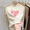 Ropa interior térmica para niños con forro de forro polar, ropa interior de otoño e invierno, camiseta de manga larga con cuello alto cepillado, top de alta gama estilo coreano para niñas