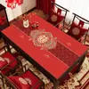 Mantel de Mesa con Palabra Feliz Roja de Boda Estilo Nuevo Mantel Festivo Impermeable y a Prueba de Aceite Sin Lavar Sala de Estar Habitación de Boda Mesa de Café Mantel de Mesa