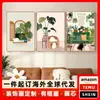 Pintura Decorativa Frameless Core Plantas Tropicais Animais Gato Arte Americana Vintage Pendurada Parede de Fundo de Sofá