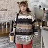 Suéter de punto para mujer con cuello redondo, nuevo estilo otoño/invierno, diseño coreano de corte holgado, estilo retro de Hong Kong, prenda exterior de manga larga, moderno y versátil, talla única
