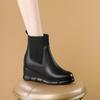 Outono/Inverno 2025 Novo Estilo Tricô Patchwork Botas Curtas Estilo Britânico Moda Versátil Bico Redondo Sola Grossa Aumento de Altura Botas da Moda