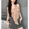 Camisole de Verão Tomara que Caia para Mulheres Usarem Fora, Ombros Assimétricos Irregulares, Top Tubo Plissado Emagrecedor Sem Mangas de Puro Desejo