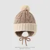 Gorro infantil para otoño e invierno, gorro con protección para las orejas para niños y niñas, gorro de punto tipo pullover a prueba de viento, gorro de bebé cálido y elegante, delgado