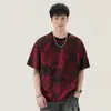 Camiseta Masculina Retro Americana Tie-Dye de Manga Curta, Novo Estilo de Verão Estilo Harajuku Top de Meia-Manga, Camiseta Solta Fina com Sensação Fresca
