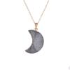 Cristal Natural Forma de Luna Colgante de Cristal Brote Amuleto Cueva de Cristal Collar de Piedra deseo Suministro Caliente