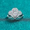 Novo Anel Deyi S925 Prata Esterlina Moissanita Feminino Formato Pera Diamante Formato V Oco Flor de Mão Anel Elegante e Elegante