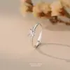 Anel de Casal Borboleta Doce em Prata Esterlina S925 Anel Ajustável com Abertura Anel de Design de Nicho Joia Estrela
