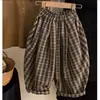 Conjunto Infantil 2026 Primavera Nuevas Llegadas Niños Niñas Estilo Coreano Retro Falso Dos Piezas Camisa Polo Pantalones a Cuadros Conjunto de Dos Piezas Moderno