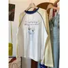 Blusa Fina con Rayas de Color Contrastante Ligeramente Transparente Protección Solar para Mujer en Verano Estilo Holgado Perezoso Diseño Camiseta de Manga Larga