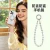 Cadena de Teléfono de Muñeca Corta en Stock, Pulsera Colgante de Cubo de Azúcar de Cristal de Moda y Sencilla, Hecha a Mano de Alta Calidad con Abalorios para Mujer