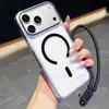 Capa Magnética para Celular Tipo C Ultra Fina Transparente de Gelo Adequada para Apple 17Promax Tendência 16 Corda de Ajuste 12 Capa Dura 15