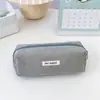 Bolsa de Lápices de Pana Color Sólido Retro Simple de Gran Capacidad Caja de Almacenamiento para Material Escolar Estudiante Bolsa de Almacenamiento Portátil para Llevar