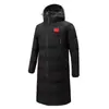 Chaqueta deportiva de algodón estilo Capitán Chino para pareja, larga hasta la rodilla, con capucha, engrosada, para entrenamiento de invierno de estudiantes, abrigo acolchado de algodón, estampado para grupo