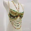 Cadena Corporal de Perlas Transfronteriza Europea y Americana, Top Halter Hecho a Mano con Superposición de Perlas, Bikini Estilo Vacaciones
