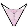 Tanga de encaje para mujer europeo y americano de cintura baja deportivo para cadera con entrepierna alta moda metal ropa interior cinturón delgado pantalones T sexys