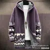 Cardigan com zíper e capuz masculino de algodão com estampa colorida de elemento asteca transfronteiriço, solto, DIY a partir da imagem