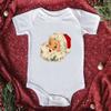 Comercio exterior Venta caliente de Navidad Mi 1ª Navidad mameluco de algodón para bebé mono blanco de manga corta