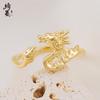 Nuevo Anillo de Dragón Chapado en Cobre Oro Real de 14k para Mujer Nicho de Gama Alta Lujo Ligero Apertura Ajustable Anillo para Dedo Índice de Pareja