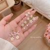 Aretes de Flor de Cerezo de Verano Aguja de Plata Corazón de Niña Dulce Sentido del Diseño de Nicho Tridimensional Lujo Ligero Rosa Delicados Aretes de Flor