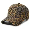 Boné de beisebol vintage europeu com estampa de leopardo desbotada para homens e mulheres, chapéu de sol casual estilo de rua, boné de bico de pato para atividades ao ar livre