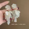 Pendientes Largos con Borla de Flor de Zirconia con un Toque de Lujo Ligero y de Alta Gama, Pendientes de Artesanía Pesada Estilo Bosque, Modernos y de Diseño Único