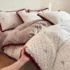 Juego de Cama de Algodón 100% de Alta Gama Nantong de Cuatro Piezas, Nueva Funda de Edredón de Algodón Puro, Sábana Ajustable, Sábana Plana, Juego de Tres Piezas, Funda de Colcha, Juego de Cama 4