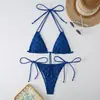 Bikini Nuevo 2025 para Mujer, Estilo Europeo y Americano, Atado Sexy, Color Sólido Duradero, Bikini de Exportación, Alta Elasticidad