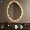 Espejo de baño de alta gama, sin marco, forma irregular, espejo de baño LED inteligente de mango, espejo de tocador de pared, espejo inteligente