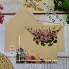 Envelopes Florais Vintage de Papel Kraft Estilo Fresco Transfronteiriços com Acabamento de Luxo, Cartões de Cumprimentos Românticos Manuscritos, Cartões de Convite