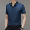 Camisa Popular Masculina de Manga Curta para Transmissão ao Vivo, Nova Roupa Casual Masculina de Verão, Camisa Polo Xadrez Fina com Strass para Homens
