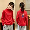 Nueva Camiseta de Manga Larga para Niñas Otoño e Invierno, Capa Base Térmica de Felpa Cálida, Cuello Medio Alto, para Niños Medianos y Mayores, Versátil Top Interior Cepillado