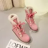 Botas de nieve rosas para niña, para mujer, otoño e invierno 2024, nueva moda europea y americana, talla grande, botas de nieve planas, venta al por mayor