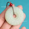 Colgante de la Paz con Patrón de Nube Ruyi de Jade Afgano Natural, Colgante de Jade con Mantra de Seis Sílabas de Jade Azul y Blanco, Adorno de Jade