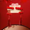 Horquilla Roja de Año Nuevo Estilo Chino para Niños, Adorno para el Cabello de Año Nuevo para Niñas, Accesorios para el Cabello Hanfu Estilo Antiguo, Horquilla con Borla para Niñas Pequeñas