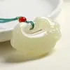 Pingente Cadeado Nuvem Afegã, Flor Desabrochando, Cadeado da Prosperidade e Longevidade, Cadeado da Paz e Felicidade de Jade Lichia, Pingente de Jade Branco e Rosa